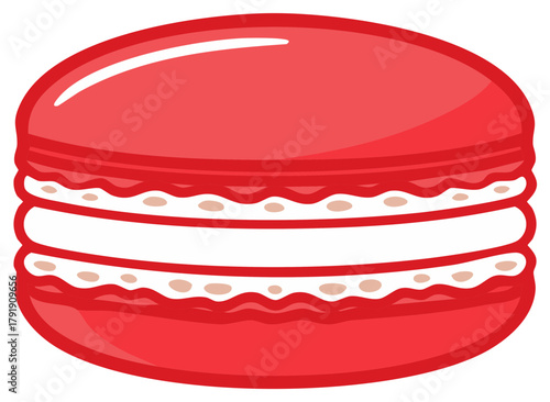 Delicious Red Macaron with Cream Filling Sweet Dessert Pastry Graphic Illustration