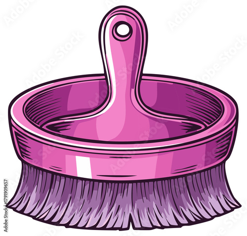 Vibrant Pink and Purple Hand Brush for Cleaning Illustration