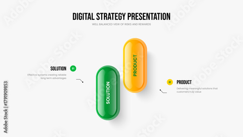 Investor Proposal Two Element Diagram Frame Template. Project Development Presentation Layout Vector Illustration. Company Portfolio 2 Step Infographic Slideshow Design.
