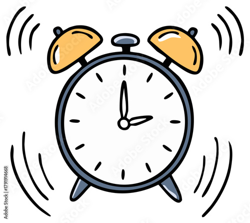 Ringing Alarm Clock with Vibrating Sound Waves Graphic