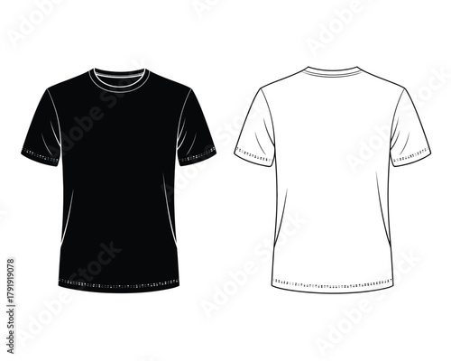 Two t shirts one black and one white sketch style