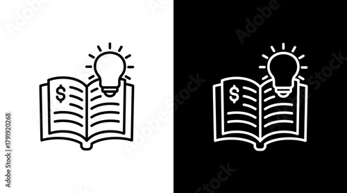 Financial Education White Icon Set Design