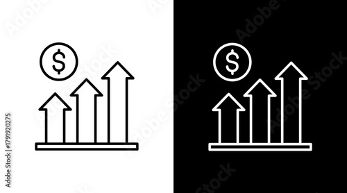 Financial Growth White Icon Set Design