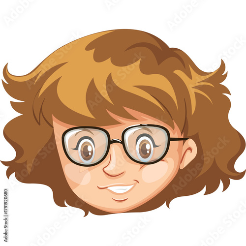 Close Up Portrait Of A Smiling Young Woman With Brown Tousled Hair And Glasses Against A Transparent Background With Subtle Lighting Highlighting Her Features And Friendly Expression