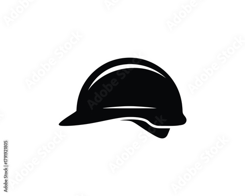 Black silhouette of a hard hat on a white background