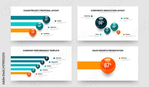 Visual Showcase 3 4 5 1 Option Infographic Slideshow Template Set. Service Proposal Three Four Five One Step Diagram Slide Design Vector Illustration Collection.
