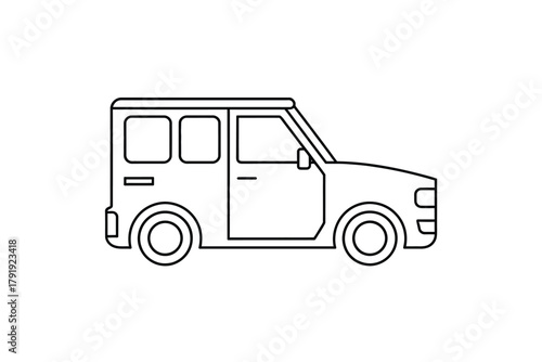 Simple line drawing of a compact suv or off road vehicle