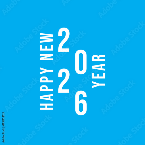 Happy New Year 2026 Typography Design on Blue Background