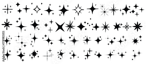 Star set icon. star sparkle icon, blinking shining star, sparks and sparkle shapes vector illustration