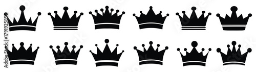 Crown icons set. king crown icon. vector illustration, crown icons set silhouette. eps 10