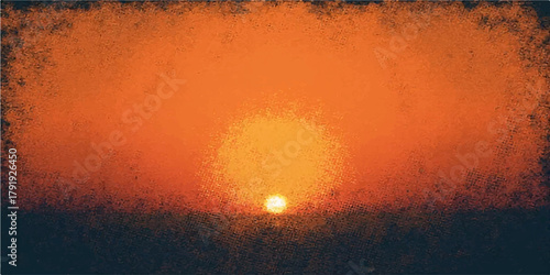 Fire in the water, fire in the orange sky, beautiful sunset landscape with dark silhouette trees