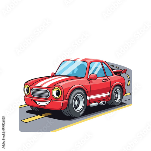Red sports car model illustration isolated on white background