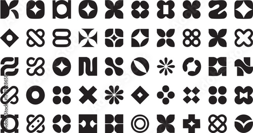 Abstract Monogram and Letter-Form Vector Icons Set - Minimalist Black Symbols for Modern Branding and Digital Identity
