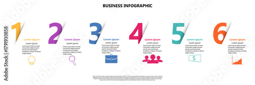 Infographic business steps template 6 points