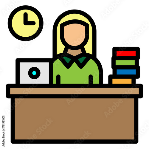 Busy Woman Vector Filled Icon Design