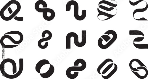 Creative Dynamic Shape and Infinity Symbol Elements for Digital and Business Branding.