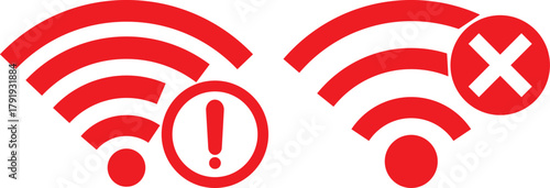 Wifi and wireless problem icon or no wifi icon set. wifi signal with a prohibition symbol. representing no internet connection. wireless problem icon or no wifi icon set