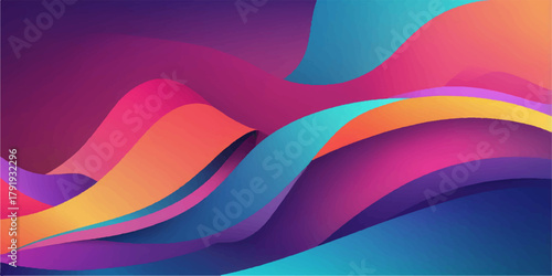 Colourful abstract curve wave pattern vector illustration design for a web banner backdrop