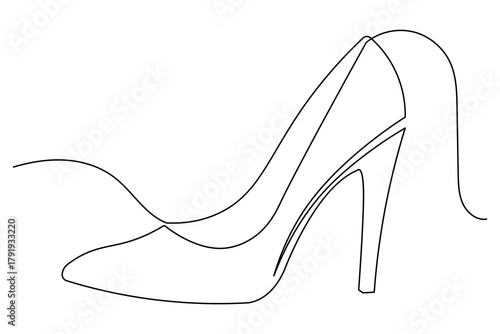 Elegant high heel shoes continuous one line minimalist artwork