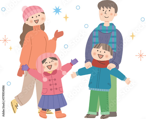 冬を楽しむ家族