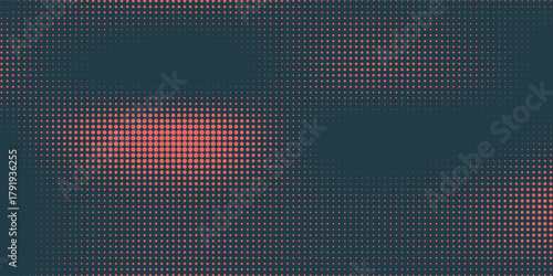 Vector Halftone Pattern Smooth Curved Border Red Blue Abstract Background. Dots Rounded Squares Blurry Pattern Pop Art Design Texture.