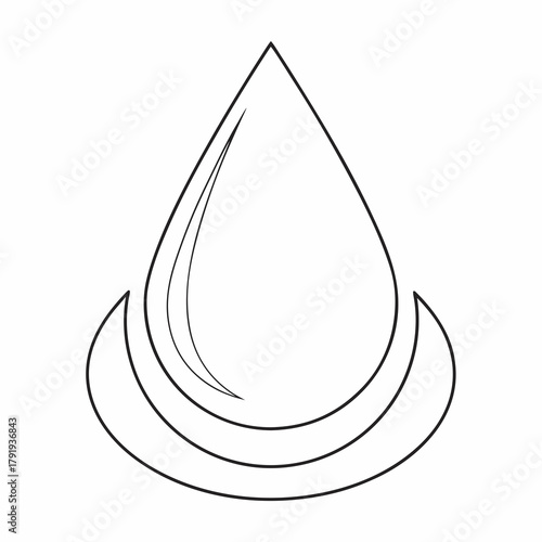 Minimalist outline of a water drop symbolizing purity and freshness  