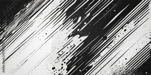 Abstract grunge black and white textured paper background with striped steel lines and metal surface pattern design