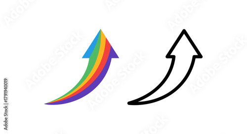 Wallpaper Mural A colorful rainbow arc and a black outline arrow pointing upwards, Vector Illustration isolated on white background Torontodigital.ca