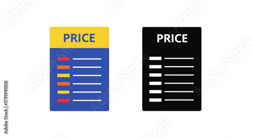 Comparing price lists a visual representation of two contrasting color schemes
