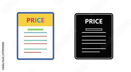 Two price tag icons one colored and one monochrome displayed side by side