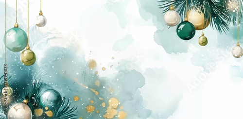 Beautiful piece of vector art of lovely watercolor painting with various Christmas decorations, elegantly hanging from a beautifully adorned Christmas tree during the festive season. 
