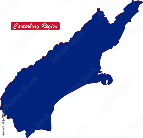 Canterbury Region solid map of New Zealand