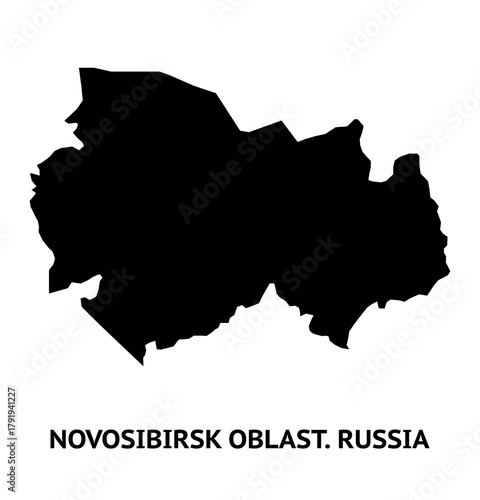 Map of Novosibirsk Oblast. Russia. Black and white silhouette isolated on white background. Illustration.