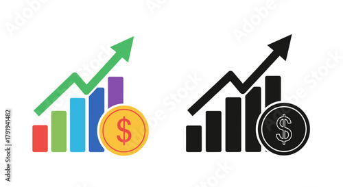 Financial growth illustrated with upward trending graphs and dollar symbols