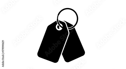 Black dog tags with a metal ring a simple silhouette illustration