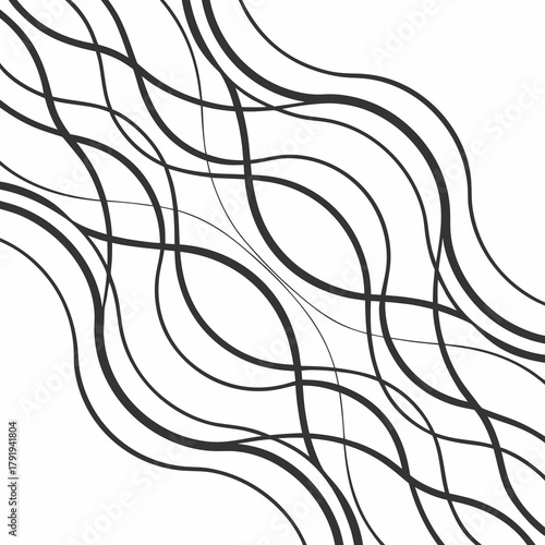 Intertwined wavy black lines creating an abstract pattern
