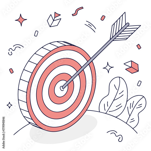 Illustration of an arrow hitting the center of a target