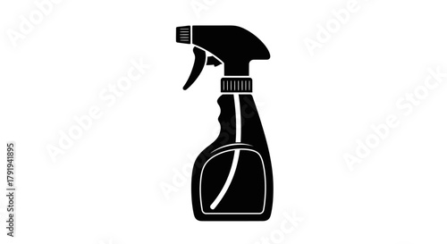 A simple black and white illustration of a spray bottle