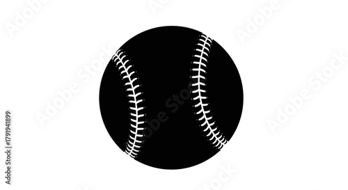A stark black and white image showcasing a detailed baseball with visible stitching