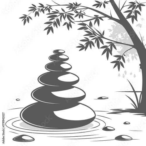 Zen stones stacked in a peaceful arrangement