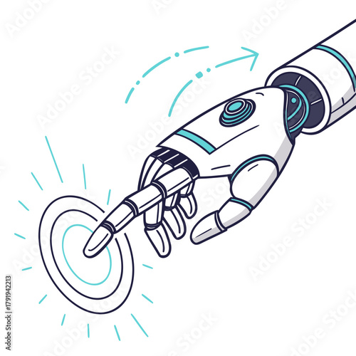 Robot hand touching a screen