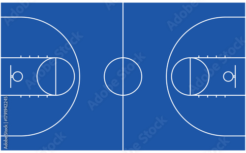 Basketball court icon, basketball court dimensions lines, Basketball court markup, basket field vector illustration