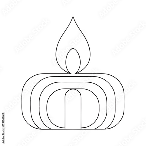 Hanukkah candle icon in minimalist line art style  