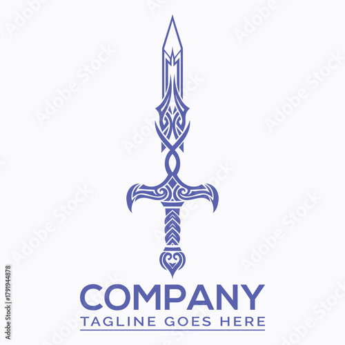 Classic medieval sword illustration in vector format