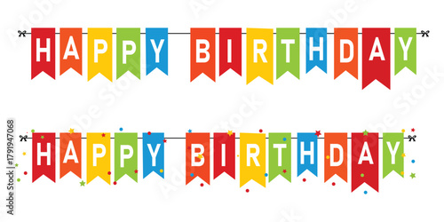 Colorful Happy Birthday Pennant Banner for Celebration Design