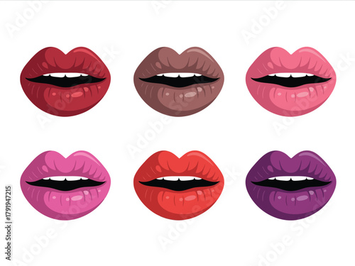 A collection of diverse lipstick colors are displayed on a white background.
