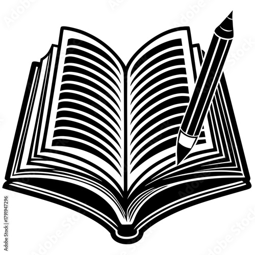 Open book with a pencil for educational purpose