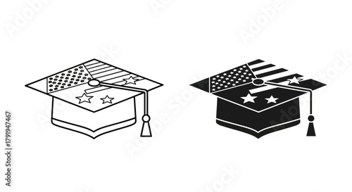 Two graduation caps with stars and stripes a patriotic educational symbol