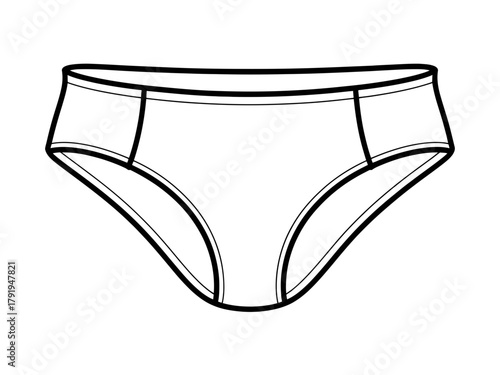 A minimalist line drawing of a pair of women's underwear.