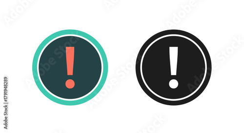 Two warning sign icons one in color and one in monochrome